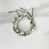 Jade and Silver Om Charm Bracelet , Jadeite