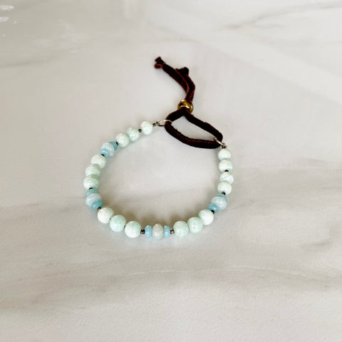 Amazonite & Leather Bracelet