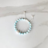 Larimar and Pearl Adjustable Bracelet