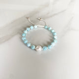Larimar and Pearl Adjustable Bracelet