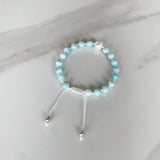 Larimar and Pearl Adjustable Bracelet