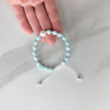 Larimar and Pearl Adjustable Bracelet