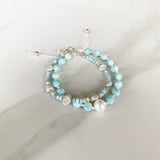 Larimar and Pearl Adjustable Bracelet
