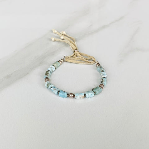 Larimar & Silver Leather Bracelet