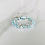 Larimar & Dainty Pearl Bracelet