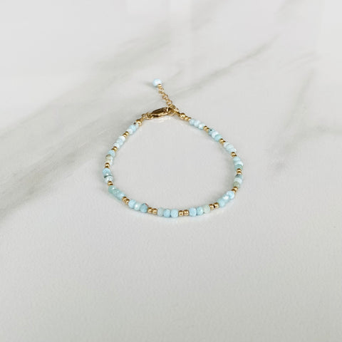 Larimar & Gold Bead Bracelet
