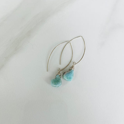 Larimar Pear Nuggets & Silver Earrings