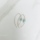 Larimar & Silver Leaf Hoops Earrings