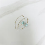Larimar & Silver Leaf Hoops Earrings