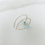 Larimar & Silver Leaf Hoops Earrings