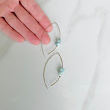 Larimar & Silver Leaf Hoops Earrings