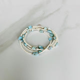 Larimar & White Turquoise Long Beaded Necklace