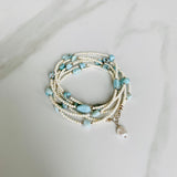Larimar & White Turquoise Long Beaded Necklace