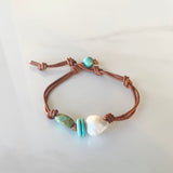Turquoise & Pearl Leather Bracelet