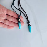 Tahitian Pearl & Turquoise Pendant Leather Necklace