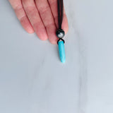 Tahitian Pearl & Turquoise Pendant Leather Necklace