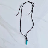 Tahitian Pearl & Turquoise Pendant Leather Necklace