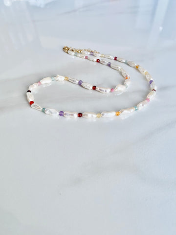 Keshi Pearl and Gemstone Necklace