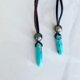 Tahitian Pearl & Turquoise Pendant Leather Necklace