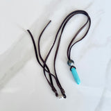 Tahitian Pearl & Turquoise Pendant Leather Necklace