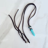 Tahitian Pearl & Turquoise Pendant Leather Necklace
