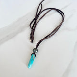Tahitian Pearl & Turquoise Pendant Leather Necklace