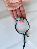 Turquoise & Tahitian Pearl Leather Bracelet