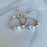Pearls & Sandy Leather Bracelet