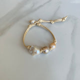 Pearls & Sandy Leather Bracelet