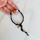 Turquoise & Amber Leather Bracelet