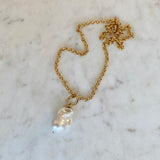 Baroque Pearl & Gold Toggle Necklace