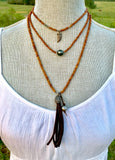 Tahitian Pearl & Sandalwood Tassel Necklace with Pavè Diamond Pendant