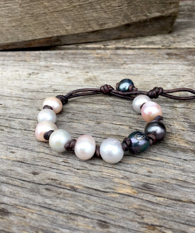 Knotty Pearls on Leather