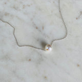 Floating Pearl & Silver Necklace