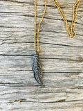 Diamond Feather & Gold Necklace