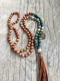 Turquoise and Sandalwood 108 Bead Mala