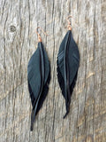 Leather Feather Earrings