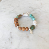 Arizona Turquoise & Keshi Pearl Sandalwood Bracelet