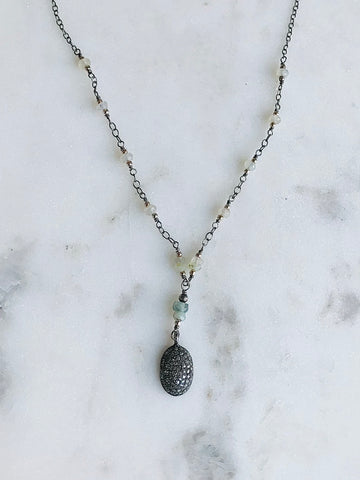 Peruvian Opal & Pavé Diamond Necklace