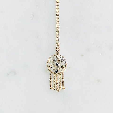Black & Gold Gemstone Dreamcatcher