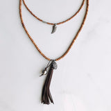 Diamond Horn Pendant & Sandalwood Necklace