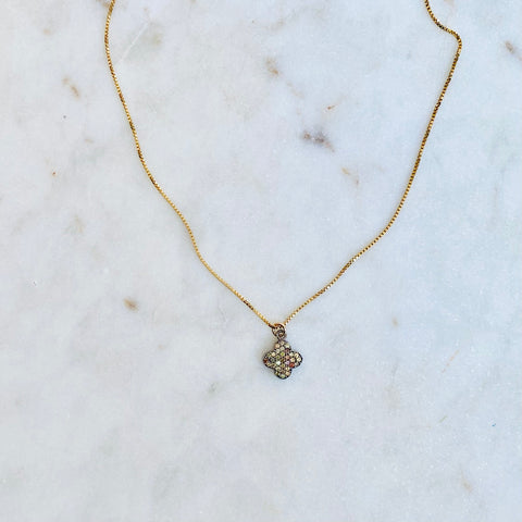 Champagne Sapphire Clover Pendant Necklace