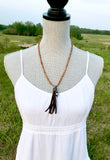 Tahitian Pearl & Sandalwood Tassel Necklace with Pavè Diamond Pendant