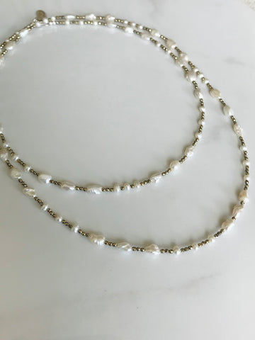 Pearl & Pyrite Beaded Necklace