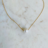 Floating Pearl & Gold Necklace