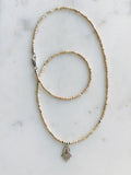 Hamsa Charm & White Turquoise Necklace