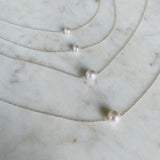 Floating Pearl & Silver Necklace