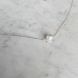 Floating Pearl & Silver Necklace