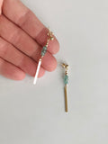 Emerald & Gold Bar Earrings