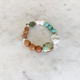 Arizona Turquoise & Keshi Pearl Sandalwood Bracelet